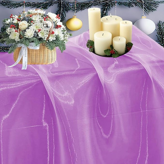 MDS Pack of 95 Yard Sheer Organza Fabric for Wedding Party Home Event Banquet Decorations, Backdrop Curtain Craft Dress Sewing Fashion DIY Crystal Organza Tulle Fabric Bolt 44” Wide - Light Purple