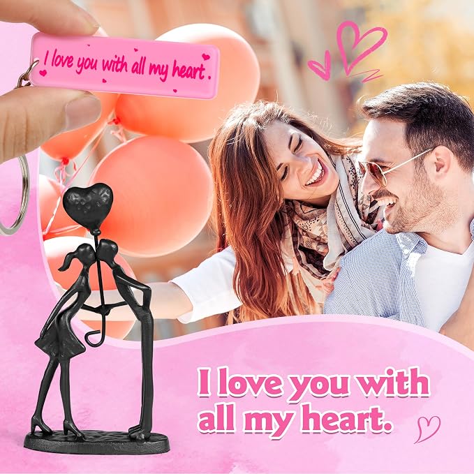 Kresecioo Kissing Couple Small Statue Cast Iron Sculpture Decor, Wedding Anniversary Romantic Gifts for Couple Women Men Wife Husband Girlfriend Her Him, Birthday Gifts for Girlfriend Wife