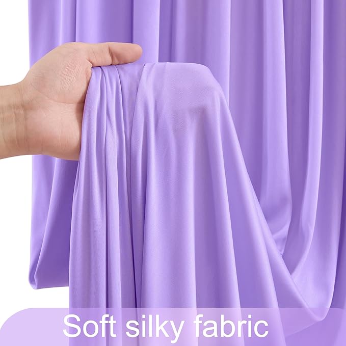 10 Panels Lavender Backdrop Curtain for Parties Wedding Light Purple Wrinkle Free 50ft x 10ft Backdrop Drapes for Baby Shower Birthday Party Photo Photography Polyester Fabric Background Decoration
