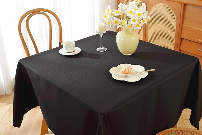 5 Pack Square Tablecloth 70 x 70 Inch Black Tablecloth, Polyester Fabric Washable Table Cloth for Home, Party, Wedding or Restaurant Use.
