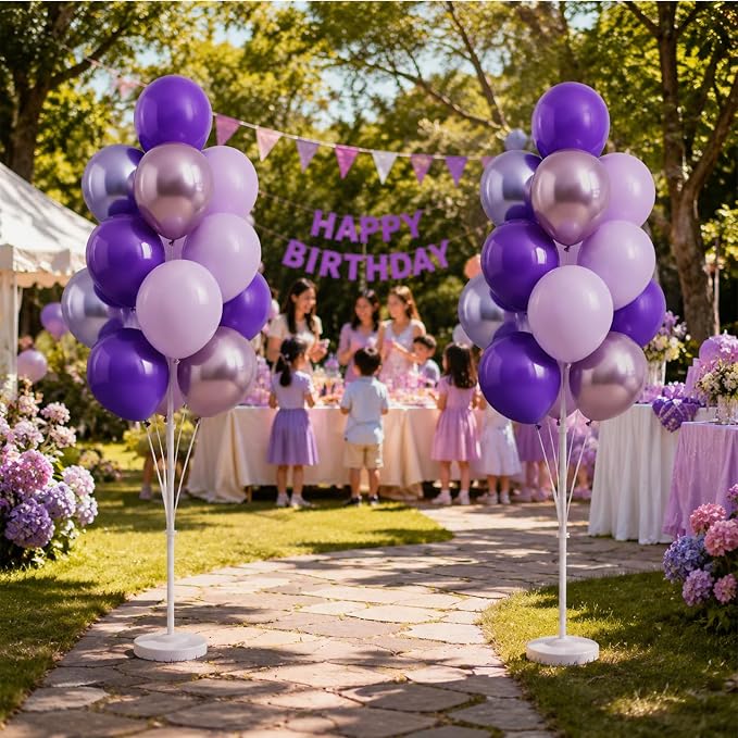 Balloon Column Stand Kit with Balloons, Base and Pole, Balloon Column Kit for Floor or Table Backdrop Decoration for Party Wedding Baby Shower Birthday Graduation Anniversary(Regal Purple)