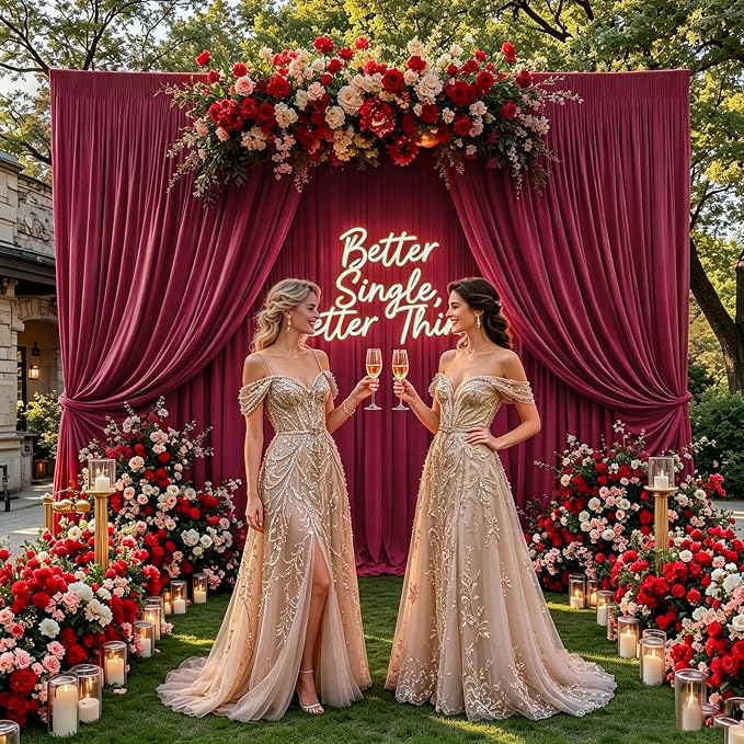 Gallety Red Backdrop Curtain for Wedding, Polyester Photography Backdrop Drapes - 30FT x 10FT Photobooth Backdrop Curtains for Celebration,Birthday,Event,Graduation Party Decorations