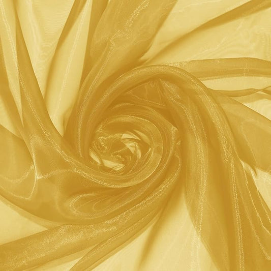 P Pothuiny Sheer Organza Fabric by The Yard, 1 Yard x 60 Inch Wide Bridal Gold Organza Tulle Fabric Roll Shiny Gauze Fashion Dress Sewing Craft for Wedding Party Decorations Backdrop