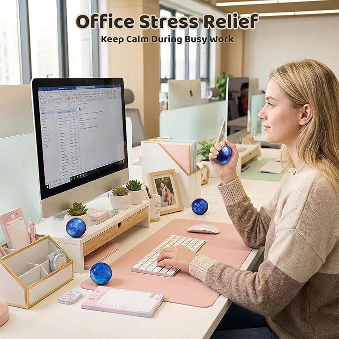 LovesTown Galaxy Stress Balls Bulk, 50PCS Foam Squeeze Balls 2 inch for Stress Relief Outer Space Astronaut Party Class Reward