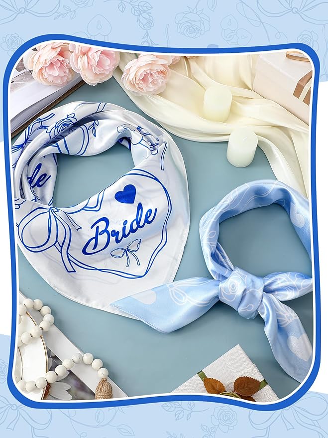 8 Pack Bride Bandanas Light Blue Head Scarf Last Rodeo Bachelorette Party Supplies Pink Bandanas Maid of Honor Gift