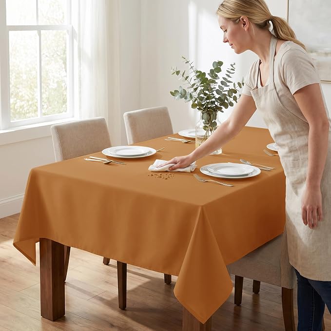 Fitable 6 Pack Bronze Rectangle Table Clothes - 70 x 120 Inch - Wrinkle and Stain Resistant Fabric Tablecloths, Washable Polyester Table Covers for Wedding, Party, Banquet, Formal Events