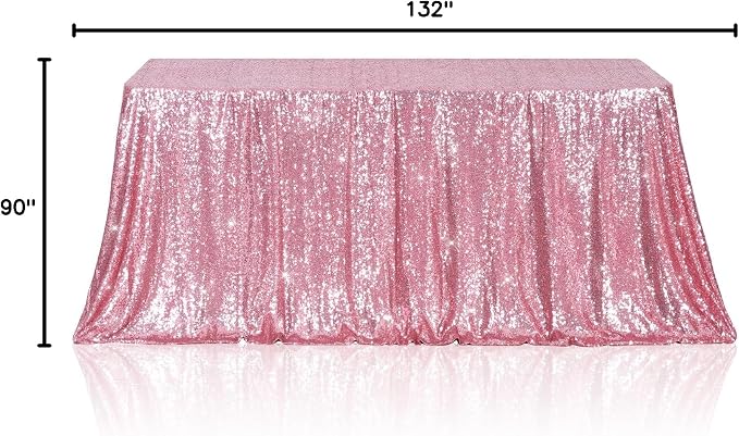 Poise3EHome Fuchsia Pink Sequin Tablecloth 90×132 Inch Rectangle Table Cover for Valentine Birthday Wedding Party Baby Shower Decoration