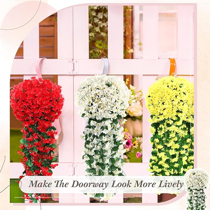 10 Pack 10 Pack Artificial Hanging Flowers Garland Arch Flowers for Wedding Ceremony Wall Home Floral Party Garden Outdoor Decoration (White)