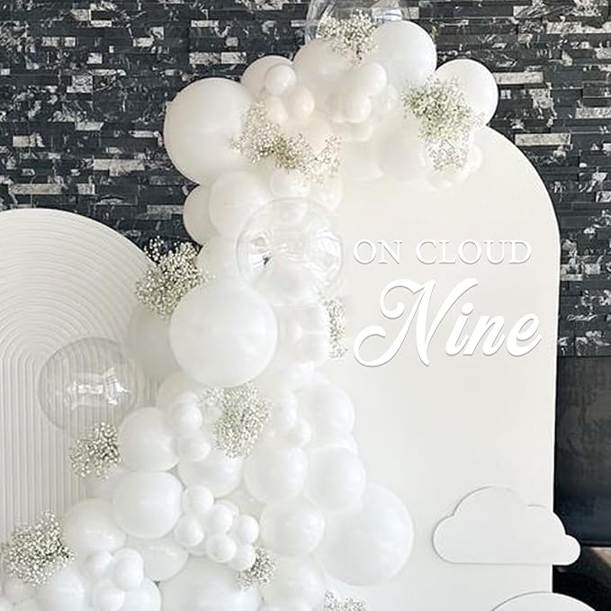 On Cloud Nine Party Decal Sign - Cloud Nine Baby Shower Decor, Decal Sticker for Wall, Mirror or Acrylic, White
