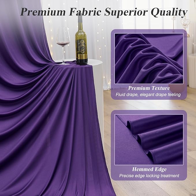50ft x 12ft Purple Backdrop Curtains for Parties, Wrinkle Free 10 Panels Photo Backdrop Drapes Back Drop Cloth for Wedding Birthday Photography Background Decor