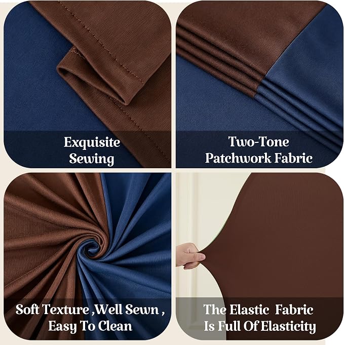 7.2FT 6FT Arch Backdrop Cover for Party, Set of 2 Stretchy Spandex Fitted Arch Stand Cover for Baby Shower, Birthday Wedding Decor, Chiara Backdrop Cover with Double-Sided Design(Blue, Brown)