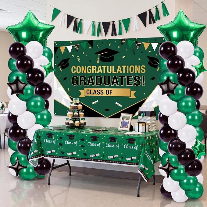 Gejoy 110 Pcs Football Party Balloon Column Stand Kit Green White Black Adjustable Tower Stand from 1.4 to 6.6 ft with Bases for Football Party Back to School Wedding Birthday Baby Shower