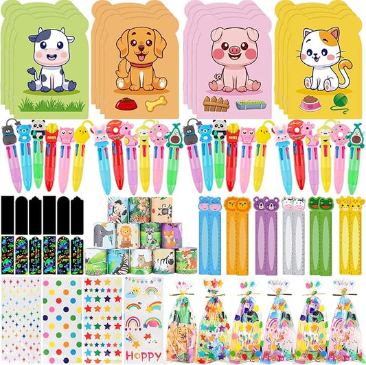 Mepmela Stationery Party Packs, 24 Pack Birthday Goodie Bags with Fun Multicolor Pens Notebooks for Birthday Return Gifts Classroom Rewards Prizes