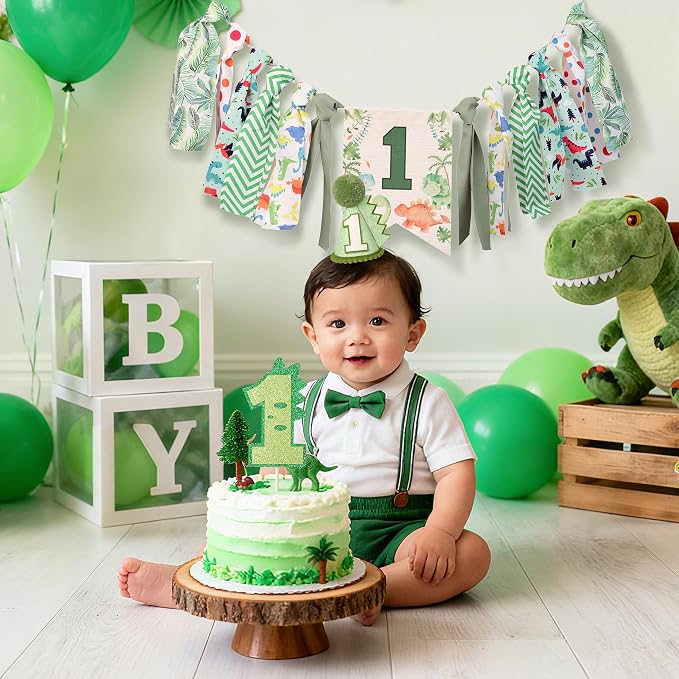 Dinosaur 1st Birthday Decorations Boy High Chair Banner First One Year Old