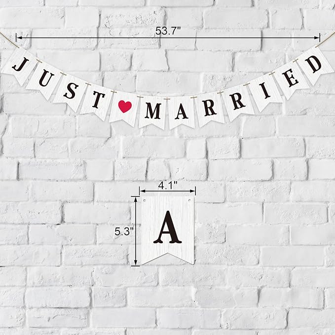 Rustic Wedding Decoration Set Just Married Cake Topper & Banner & Mr Mrs Table Sign in Wood