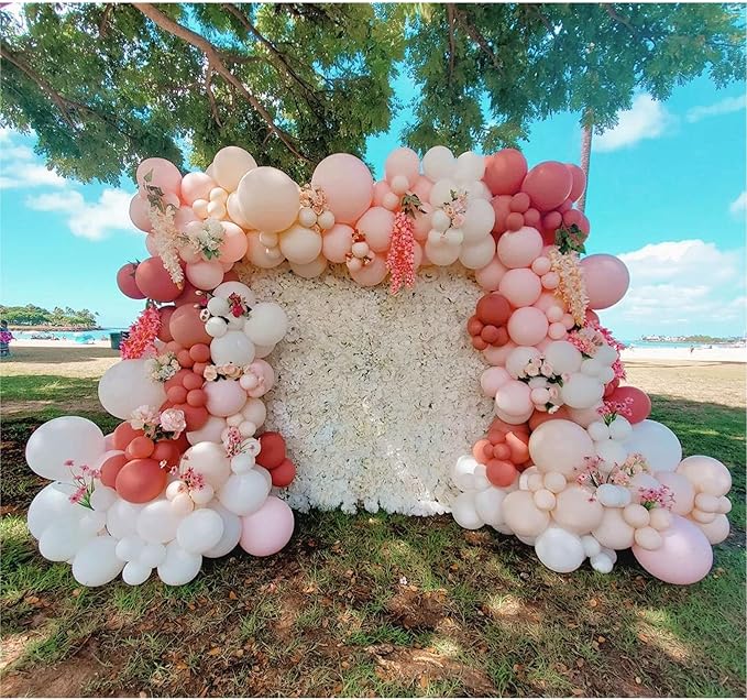 Pink and White Balloons Garland Arch Kit - Double Stuffed Matte Light Pink Blush Pink Cream Peach Latex Balloon Different Sizes 18 12 10 5In Dusty Rose Ballon for Baby Shower Party Decorations