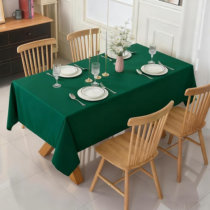 6-Pack 60x84 inch Blackish Green Table Cloths, Solid Stain and Wrinkle Resistant Oblong Tablecloth, Premium Plain Weave Polyester Fabric Rectangle Table Linen Covers for Hotel, Banquet