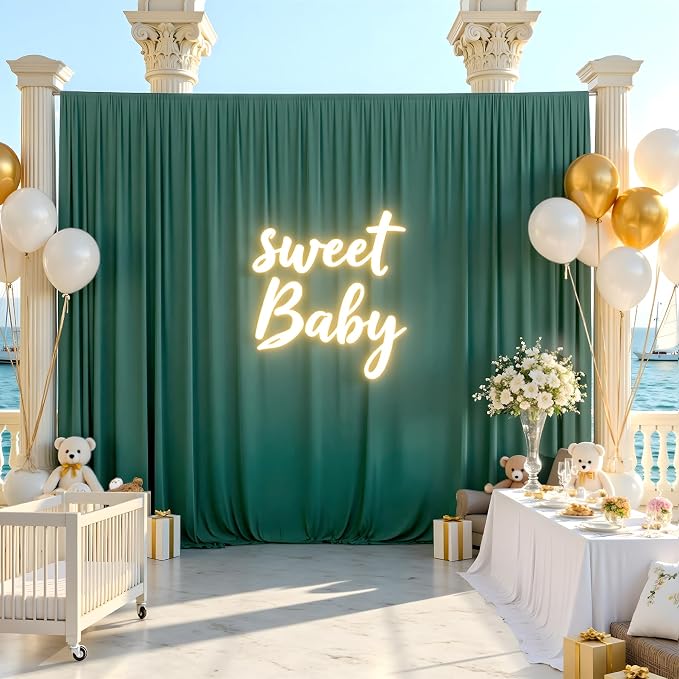 20ftx12ft Hunter Green Backdrop Curtains for Wedding-Wrinkle Free Backdrops Curtain Drapes Fabric Decorations Photo Back Drop Cloth for Baby Shower Photography Stage Reception 4Panels 12ft(H) x 5ft(W)