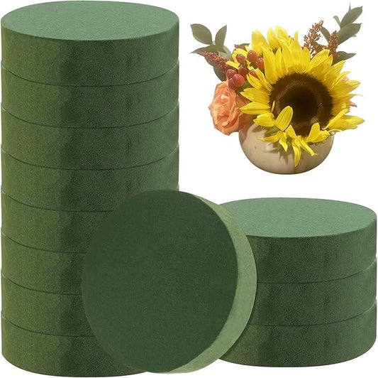 ZEONHEI 12 PCS 6.5 Inch Large Round Floral Foam Blocks, Dual Wet Dry Flower Foam for Artificial Flowers Arrangements, Wedding Decorations (Green)