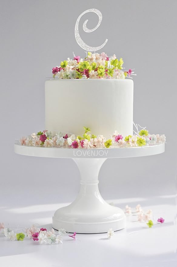 LOVENJOY Gift-Boxed 3.3" Letter C Rhinestone Initial Cake Topper