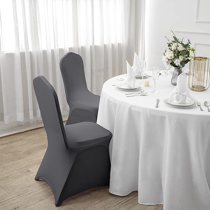 SuperO Waterproof Spandex Chair Cover 12PCS, Stretch Dining Chair Covers, Polyester Outdoor Chair Covers, Protector Stretch Chair Cover for Party Universal, Banquet, Wedding Event, Hotel(Grey)