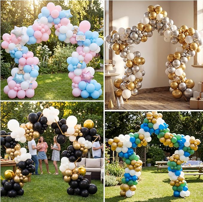 Silipull Star Gaint 8 ft Arch Backdrop Stand Kit Easy Assembly Metal Frame for Wedding Ceremony Entrance, Bridal Photo Booth, Birthday Baby Shower Decor Graduation Dance Photo Walls