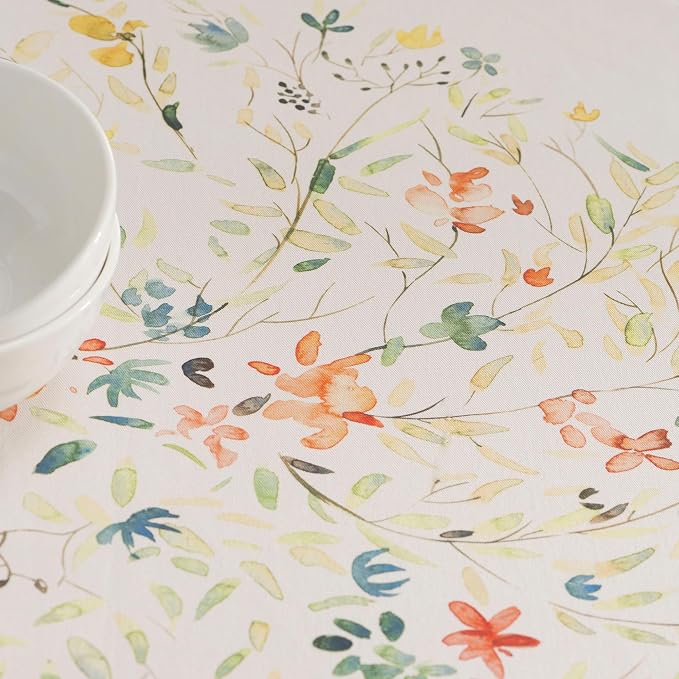 Maison d' Hermine Table Cloth Round Table 100% Cotton 69 Round Inches Tablecloth Reusable Decorative for Dining Kitchen Room Farmhouse Party Home Hotel Restaurant Spring Summer - Colmar