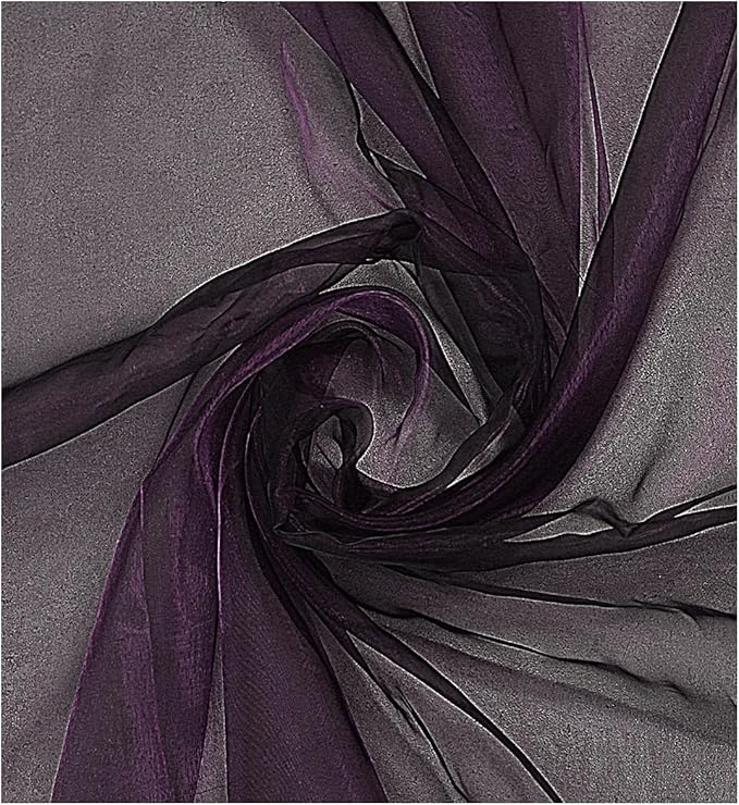 MDS Pack of 60 Yard Sheer Organza Fabric for Wedding Party Home Event Banquet Decorations, Backdrop Curtain Craft Dress Sewing Fashion DIY Crystal Organza Tulle Fabric Bolt 44” Wide - Plum