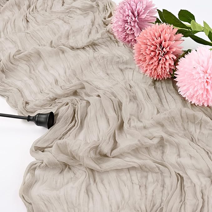 10 Pcs Rosy Brown Cheesecloth Table Runner 10FT, Gauze Table Runner for Wedding Reception Sheer Bridal Shower Birthday Party Boho Table Decoration, Rustic Romantic Wedding Runner
