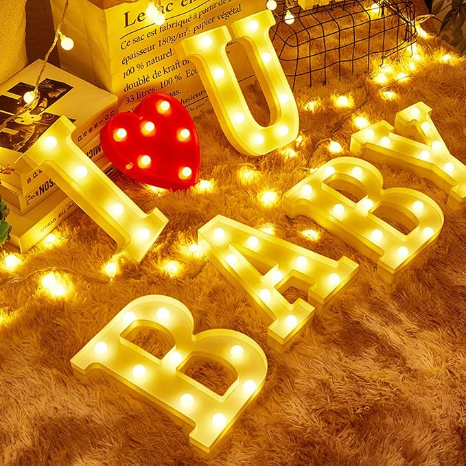 I Love YUO Sign Light, 3 LED I Love You Heart-Shaped Combination Luminous Letters, Valentine's Day Gift, Wedding Sign, Engagement Sign (IOU)