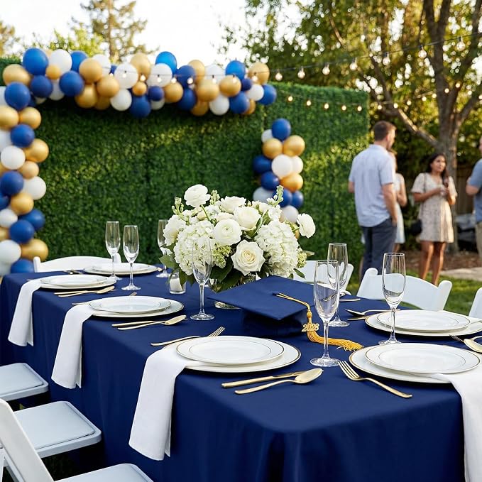 Fixwal 2 Pack Navy Blue 60 x 102 Inch Rectangle Tablecloths, Reusable Heavy Duty Washable Polyester Table Covers for 6 Ft Tables, Wedding, Party, Baby Shower, Birthday, Outdoor