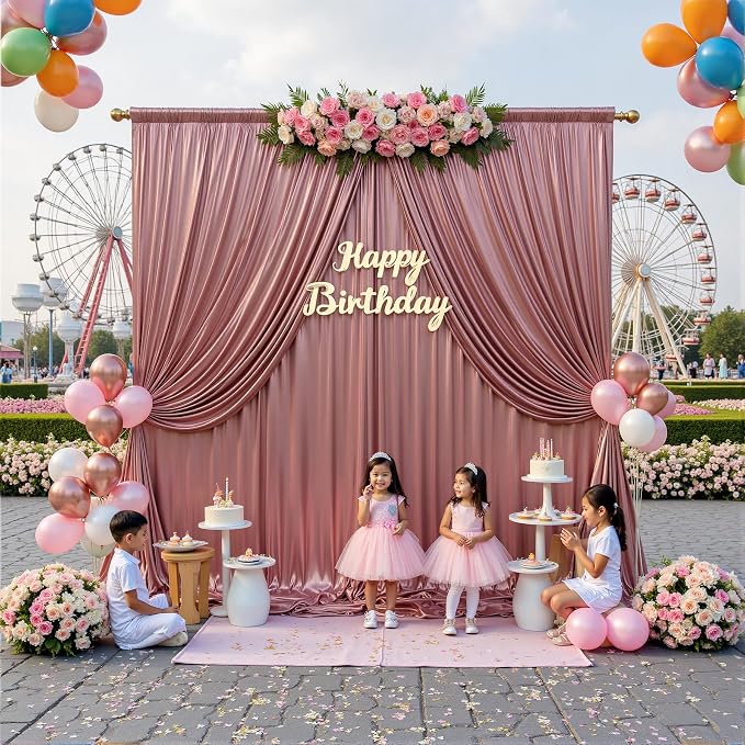 10x10 ft Wrinkle Free Rose Gold Sequin Backdrop Curtain for Parties,Thick Not Fall-Off Glitter Backdrop Drapes,2 Panels 5x10ft Shimmer Photo Back Drop Cloth for Wedding Birthday Photography Background