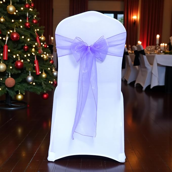 MDS® Pack of 250 Organza Chair Sashes for Wedding Decoration, Reusable Sheer Chair Bows for Banquet Chair Cover, Reception, Bridal Shower, Baby Shower, Birthday Party & Special Events - Lavander