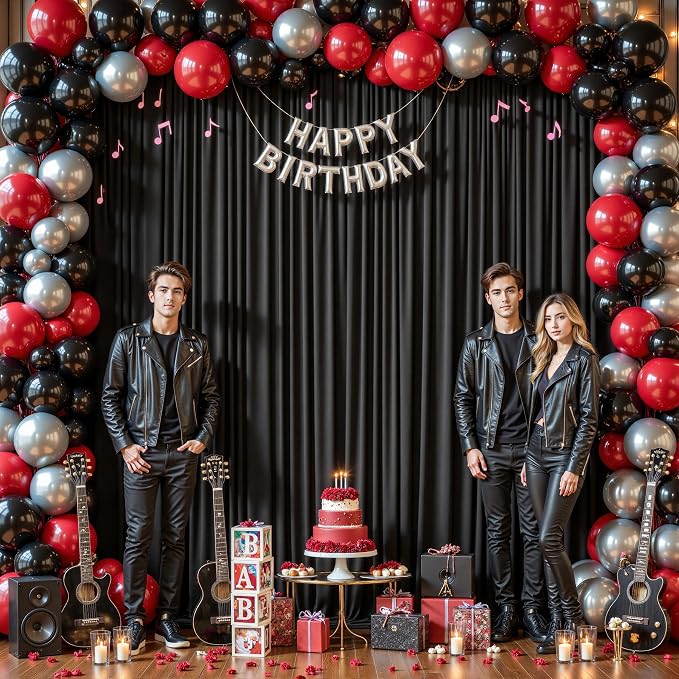2 Panles Black Backdrop Curtains - Wrinkle Free Fabric Backdrop Curtain for Photoshoot,10ft Wedding Party Photo Backdrop Drapes for Birthday Baby Shower Photography Stage Background Decorations