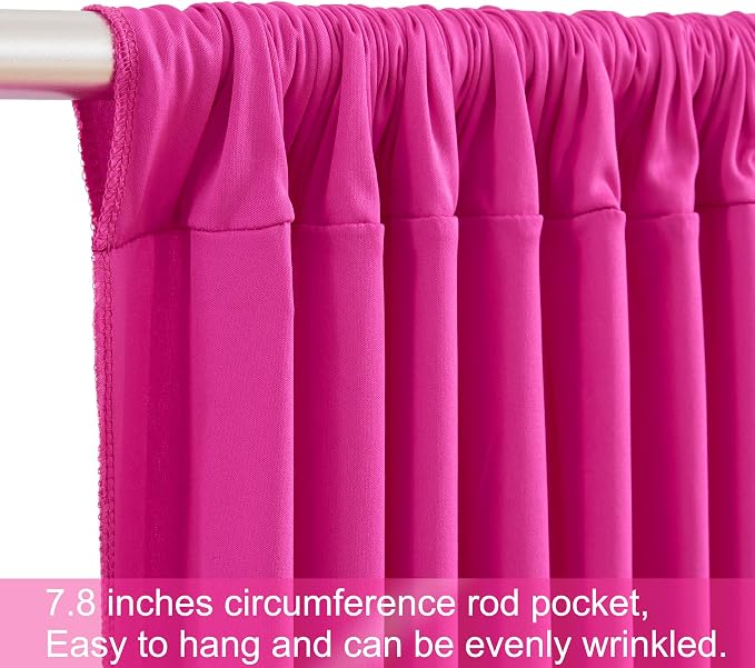 8 Panels Hot Pink Backdrop Curtains for Wedding Party Wrinkle Free Backdrops Curtain Drapes Fabric Decorations Fuchsia Photo Back Drop for Baby Shower Photography Stage Reception 40ft(W) x 12ft(H)