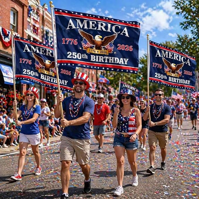 250th Anniversary American Flag - Double Sided 3-Ply Flag for outside,4th of July Decorations Independence Day,USA Flag 250 Year Anniversary for Outdoor Decoration