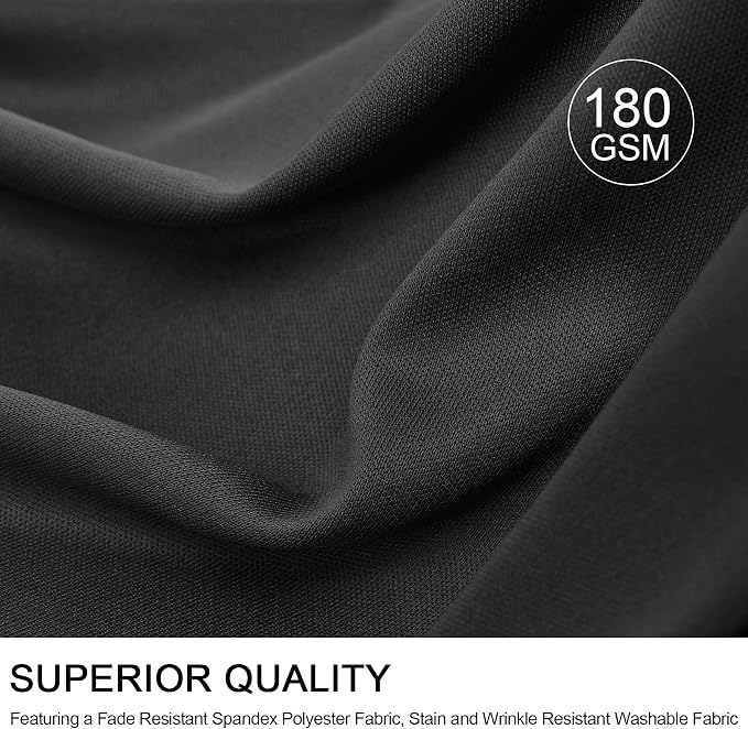 Outpain Spandex Tablecloth for 6 Foot Rectangle Tables, 2 Pack Black Wrinkle Free Fitted Table Cloths 6ft Stretchy Banquet Table Clothes Cover Desk Skirt for Birthday Wedding Parties Baby Shower
