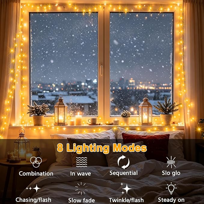 2 Pack Fairy String Lights Plug in, 33Ft 100 Micro Starry LED Twinkle Fairy Lights IP68 Full Waterproof with Remote for Bedroom Garden Christmas Decor (Warm White)