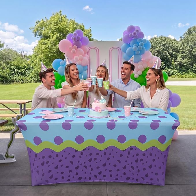 Frienda 1 Pcs Monster Birthday Party Tablecloth Decorations Milk Silk 71 x 30'' Monster Table Cloth Rectangle Table Cover for Cartoon Birthday Baby Shower Decorations