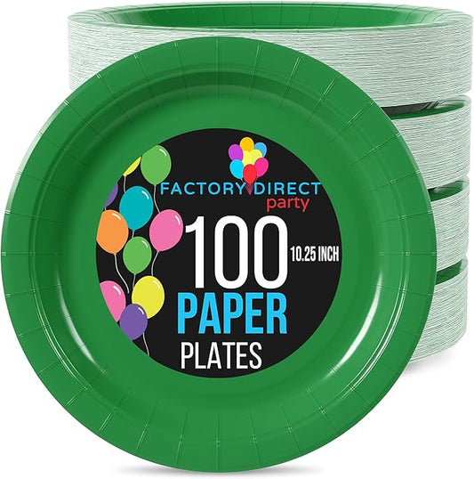 Exquisite Emerald Paper Plates Disposable Heavy Duty 10 Inch Emerald Disposable Plates For Party 100 Pcs Heavy Duty Paper Plate 350 GSM, Birthday Party Supplies Plate Set