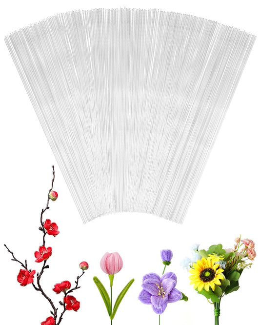 100 PCS FIVEIZERO 26 Gauge White Floral Wire Stems for Artificial Flower Making,Florist Wire,Flower Wires for Crafts,Alambre para Flores for Wreaths, Flower Arrangements and DIY Projects