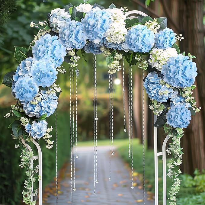 Auihiay 304 PCS Hydrangea Artificial Flowers, Hydrangea Artificial Flowers Bulk, Silk Hydrangea Flowers With Stems, Artificial Flowers for Outdoors, Wedding Party, Arch, Background, Home, Garden(Blue)