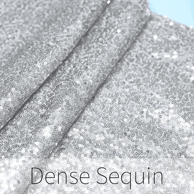 12x108 inch Silver Sequin Table Runner Sparkly Glitter Table Linens 6 Packs for Party Decorations Wedding Birthday Baby Shower Engagement Anniversary