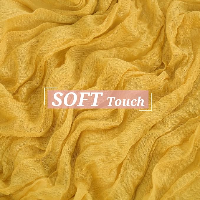 Showgeous 6 Pack Mustard Cheesecloth Table Runner Gauze Table Runner 10FT Long Semi-Sheer Table Runner Boho or Rustic Wedding Table Decor for Wedding Decor Arch Draping Bridal Shower Holiday Party