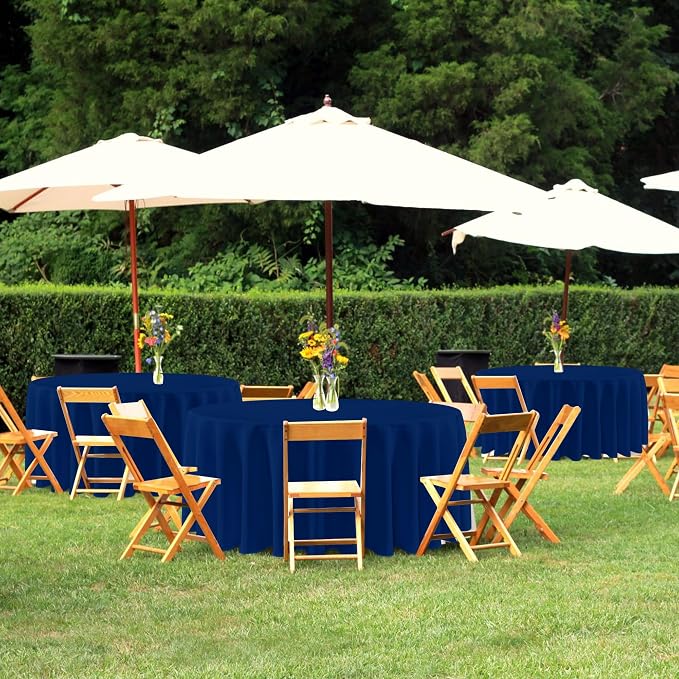 sancua Round Tablecloth 108 Inch Diameter, 6 Pack - Circle Polyester Fabric Table Cloth for Wedding Party Reception Banquet Birthday, Washable Formal Table Cover (Fit 42-96 Inch Tables), Navy Blue