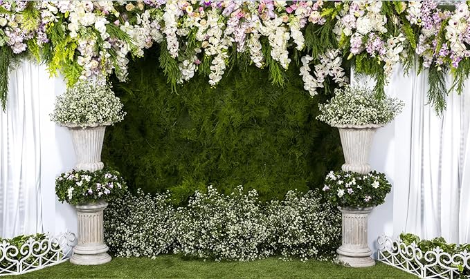 10x8ft Wedding Backdrop Beautiful Flowers Photograph Backgrounds for Ceremony Bridal Shower Party Scene Engagement Dinner Decoration Banner Photo Booth Studio Props