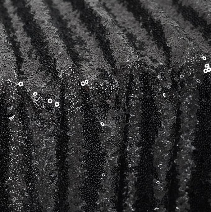 Poise3EHome Black Sequin Tablecloth 60×120 Inch Rectangle Sparkly Fabric Table Cloth for Birthday Wedding Halloween Party Holiday Baby Shower Decoration