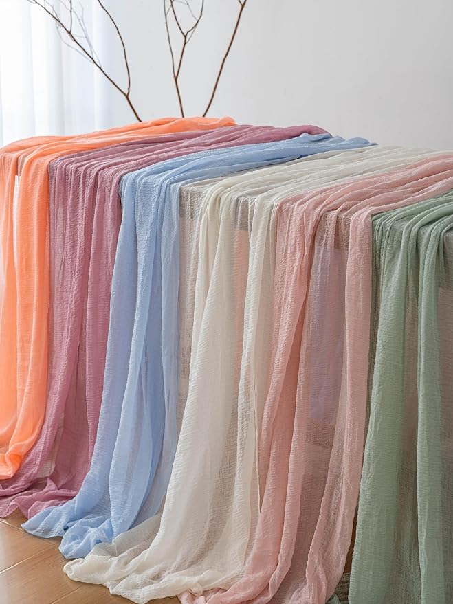 Keketoarrange Sage Green Spring Table Runner Cheesecloth 120 Inch 10 FT Rustic Boho Cheese Cloth Runner for Wedding Baby Shower Bridal Shower Sheer Gauze Centerpiece Spring Summer Home Decorations