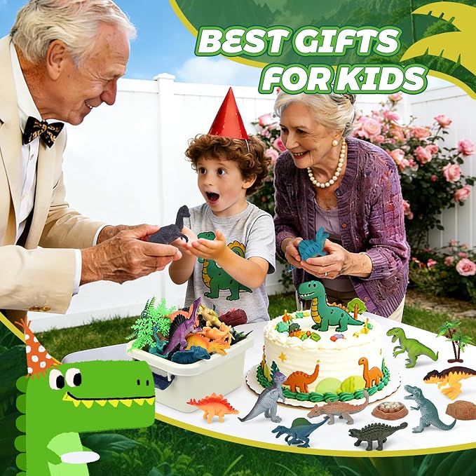 34PCS Dinosaur Toys for Kids 3-5 with Storage Box,Realistic Dinosaur Figures for Kids 3-5 Years Old,Birthday Gift for Boys Girls