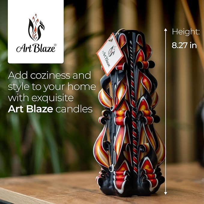 Carved Candles - Handmade Long Burning Decorative Luxury Candles - Unscented - Perfect for Home Decor, Birthdays, Romantic Occasions, Gifts for Women - Christmas Gift for Mom - Big Black